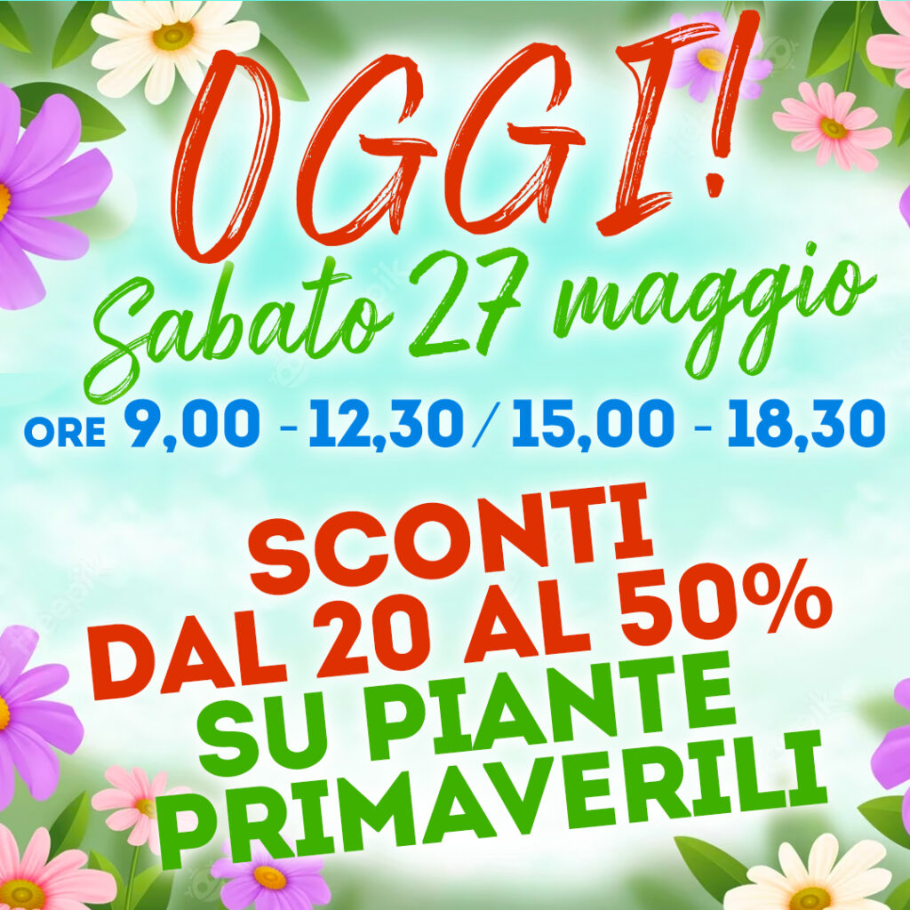 OGGI Sabato maggio, siamo aperti tutto il giorno con